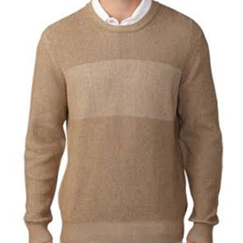 Men's Ashworth Pima Crew Neck Twisted Cotton Sweater Driftwood  Brown M NWT